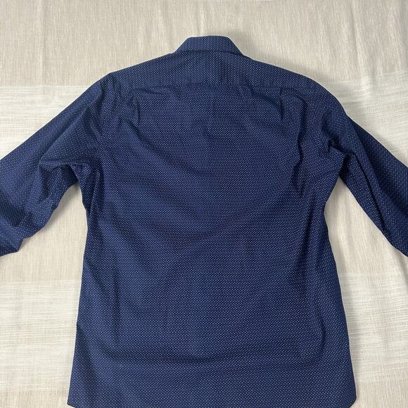 Men's Esquire Shirt size 15 32/33 Navy Blue Slim Fit button up long sleeve - Picture 2 of 9